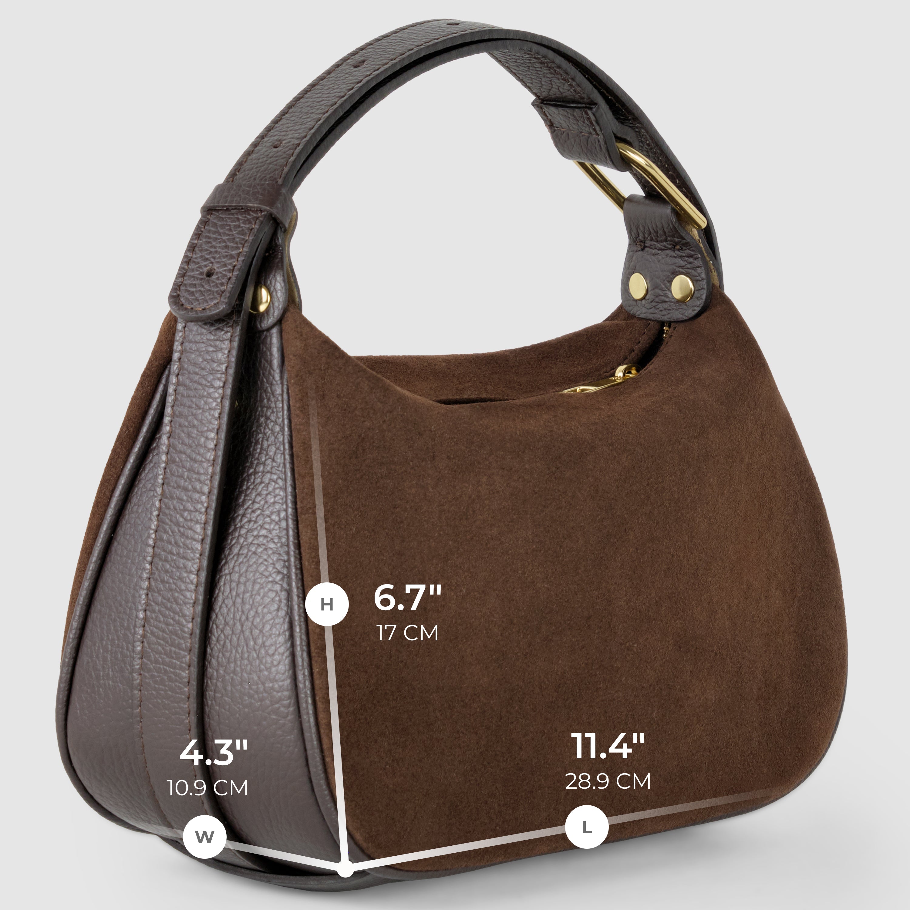 Italian Genuine Suede & Full-Grain Leather Crossbody Bag | Cremona