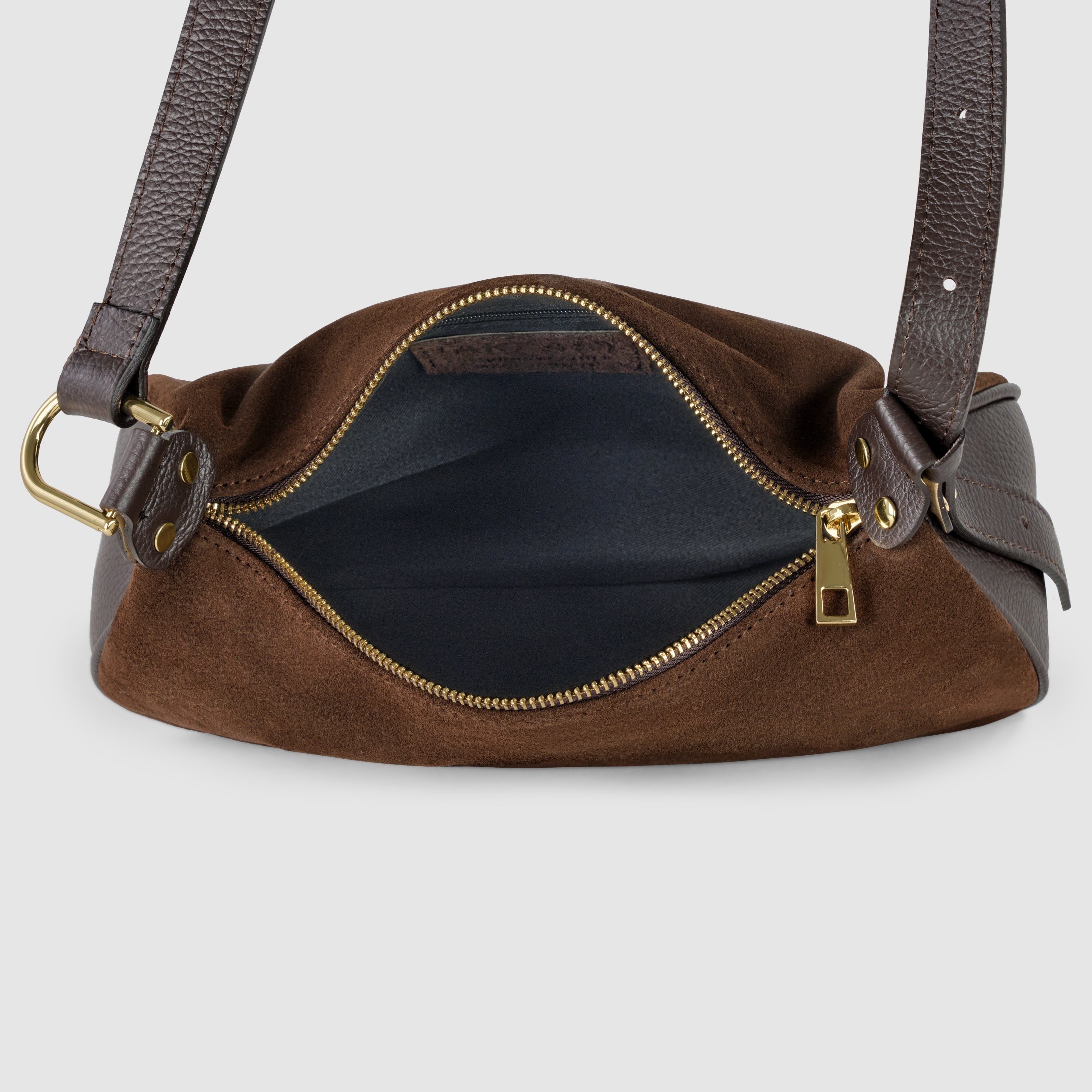 Italian Genuine Suede & Full-Grain Leather Crossbody Bag | Cremona