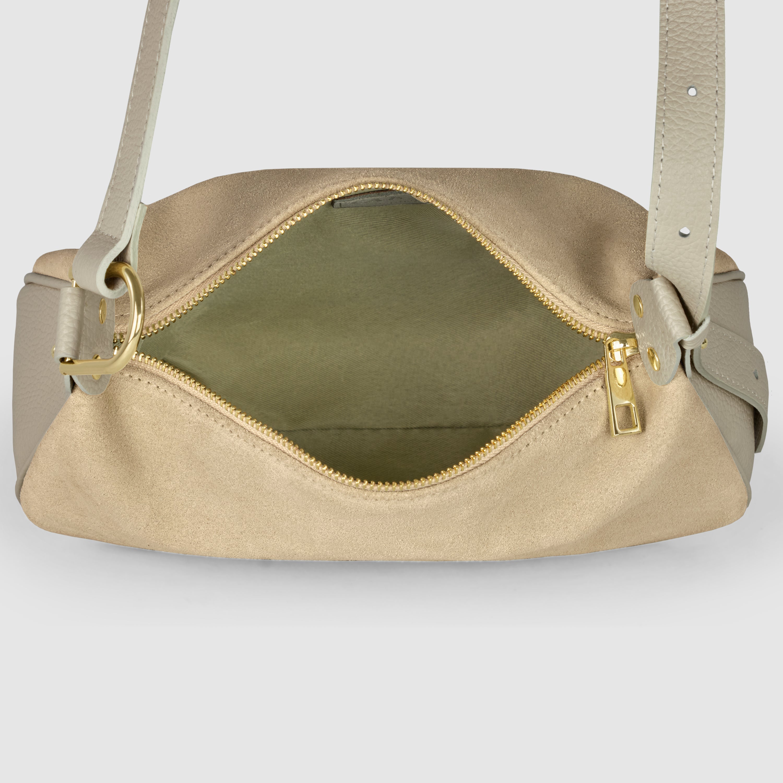 Italian Genuine Suede & Full-Grain Leather Crossbody Bag | Cremona