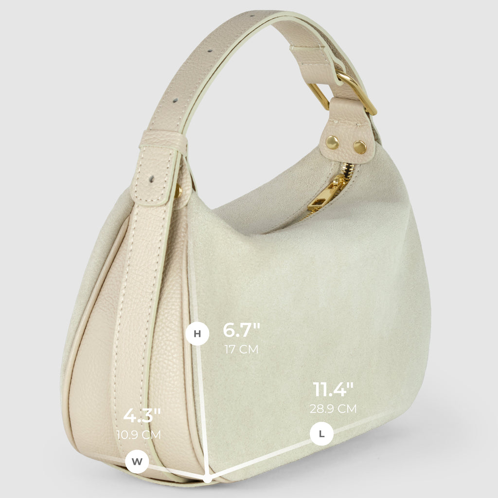 Italian Genuine Suede & Full-Grain Leather Crossbody Bag | Cremona