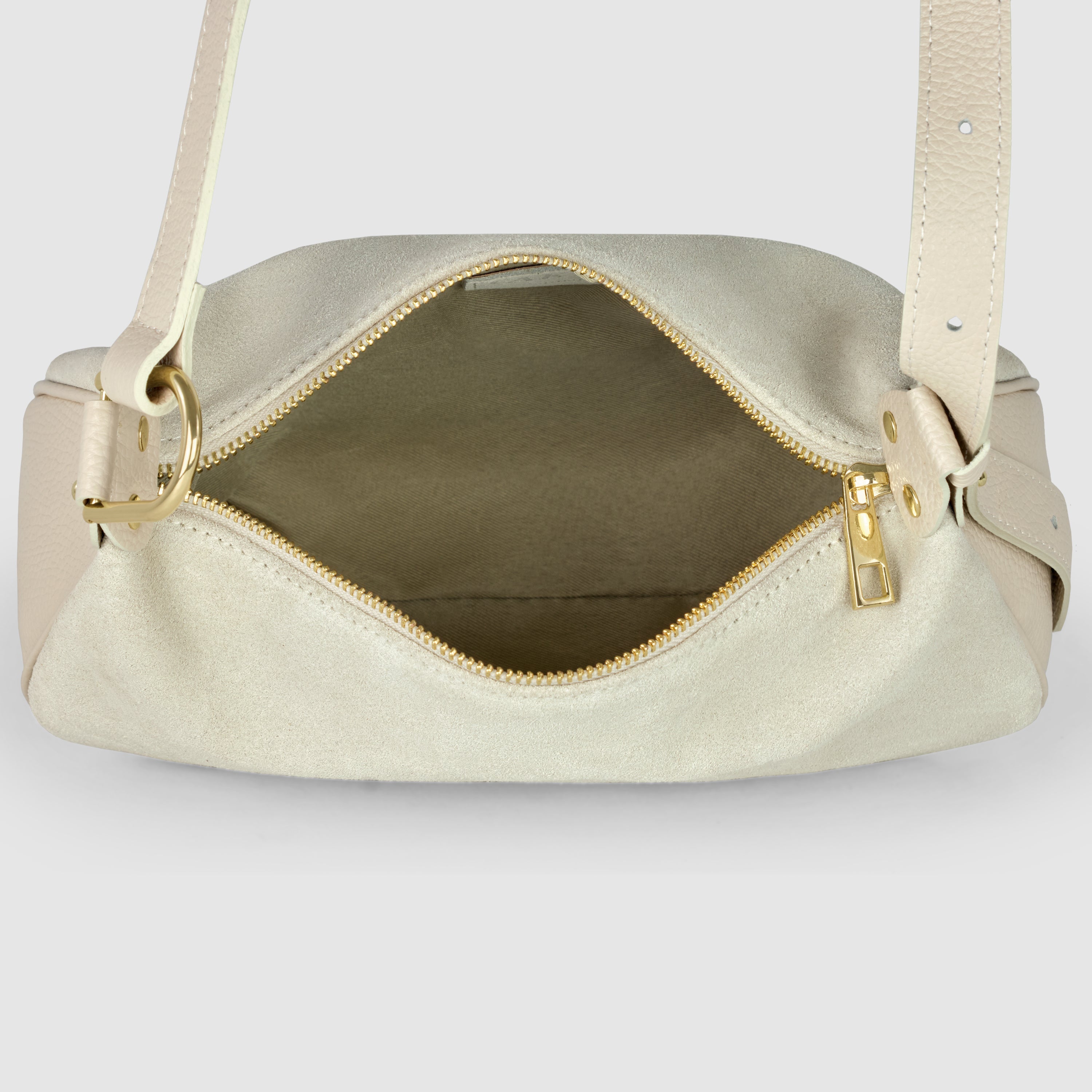 Italian Genuine Suede & Full-Grain Leather Crossbody Bag | Cremona