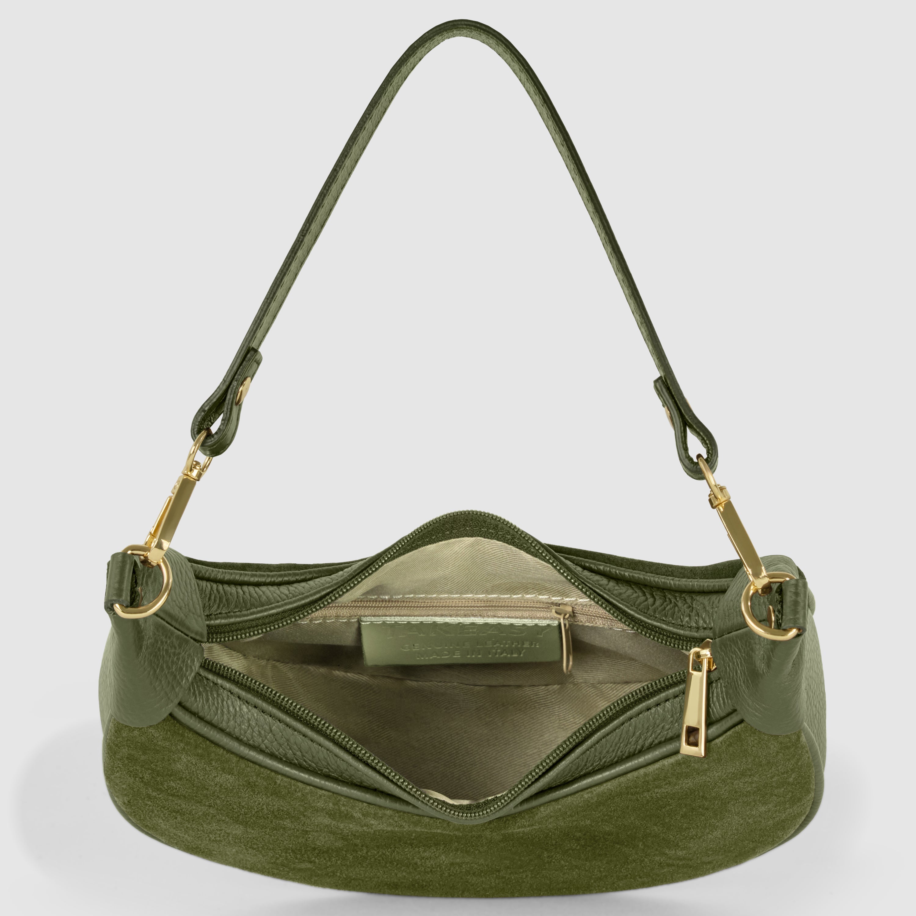 Italian Genuine Suede & Full-Grain Leather Shoulder Bag | Arezzo